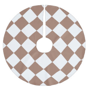 Diamantmuster in weißer und Mocca-Mousse Polyester Weihnachtsbaumdecke