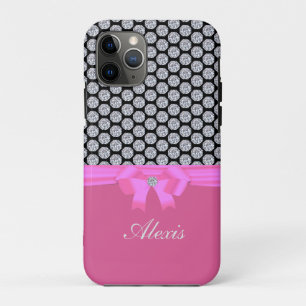 Diamantmuster und Namenskalligrafie auf Roségold Case-Mate iPhone Hülle