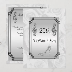Diamantnoten, Stiletto & weiße Rosen 25. Einladung