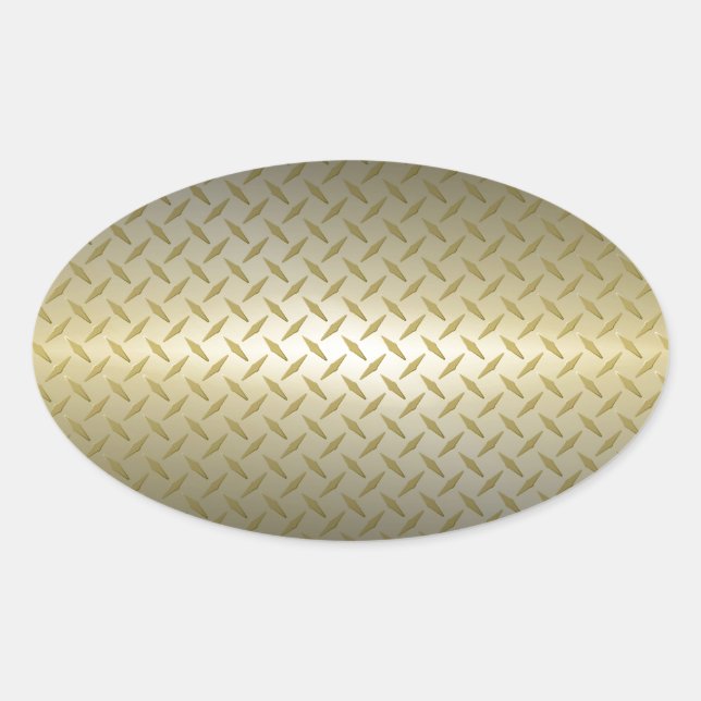 Diamantplatte Muster mit Schwarz-Gold-Fassade Ovaler Aufkleber (Vorderseite)
