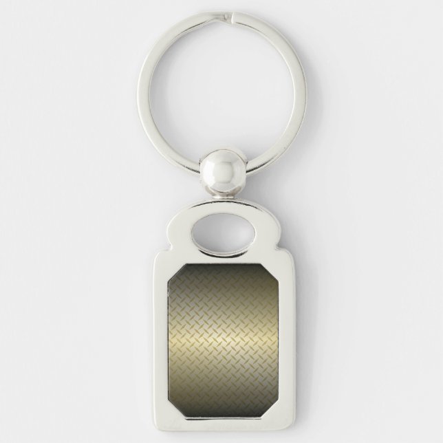 Diamantplatte Muster mit Schwarz-Gold-Fassade Schlüsselanhänger (Vorderseite)