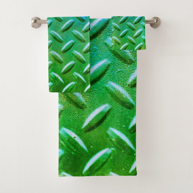 Diamantplatte Stahl grün und blau Badhandtuch Set (Insitu)