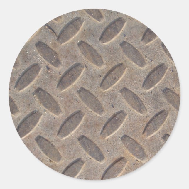 Diamantplatte Stahlfuß Runder Aufkleber (Vorderseite)