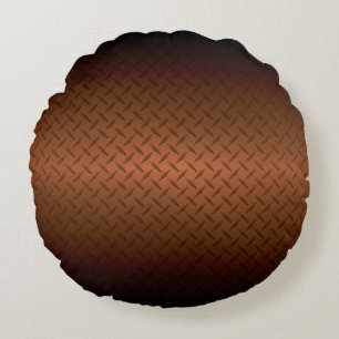 Diamantplatten-Muster Schwarz bis Kupferfärbung Rundes Kissen