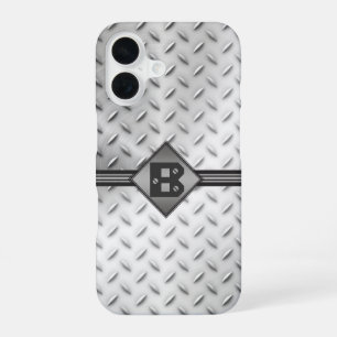 Diamantplatten-Stahl-Monogramm iPhone 16 Hülle