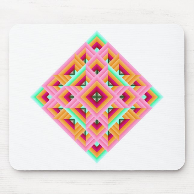 Diamantquilett in Rosa und Grün Mousepad (Vorne)