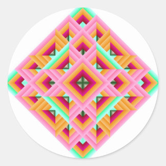Diamantquilett in Rosa und Grün Runder Aufkleber