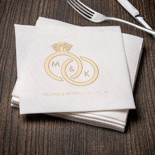 Diamantring Monogram Wedding Servietten Mit Folie