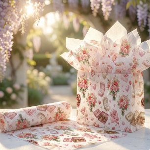 Diamantringe, Rosen & Luxus-Geschenkboxen-Muster Seidenpapier
