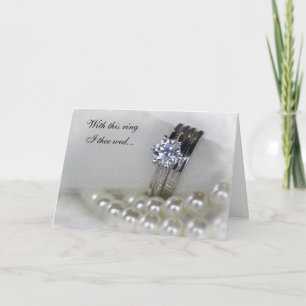 Diamantrings und Perlen Hochzeit Einladung