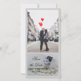 Diamantrings und Perlen Hochzeit Sichern Sie das D Save The Date