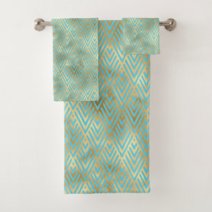 Diamants Art Déco Motif, Turquoise & Or