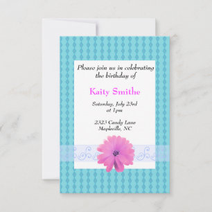 Diamants bleus et invitation d'anniversaire floral