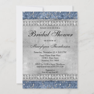 Diamants Bleus Invitation de douche nuptiale Argen