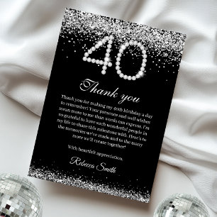 Diamants d'argent 40e Carte de remerciements d'ann