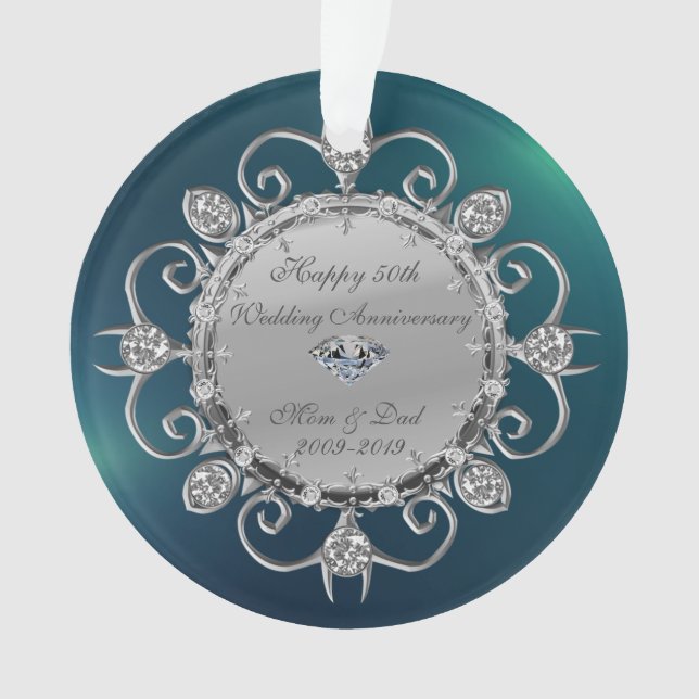 Diamants d'argent Vert 50e anniversaire Mariage (devant)