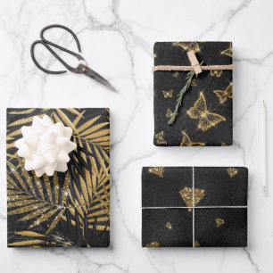 DIAMANTS DE BOUTEILLES FEUILLES TROPICALES NOIRES 
