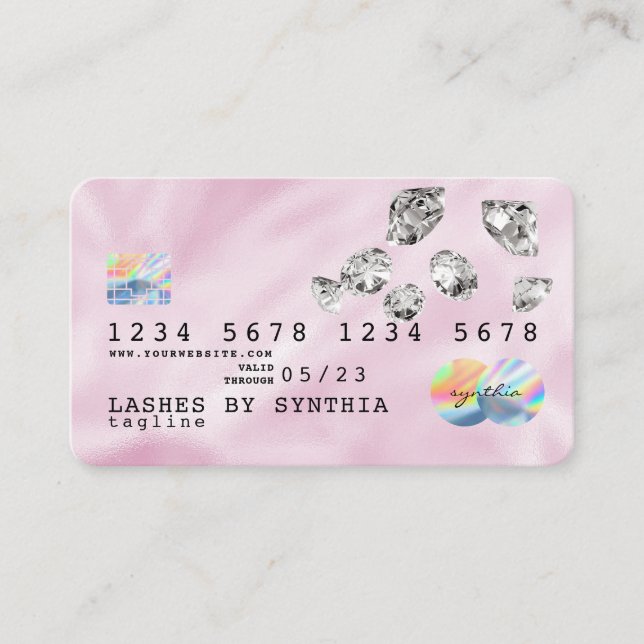 Diamants de carte de crédit Unicorn Pink Holograph (Devant)