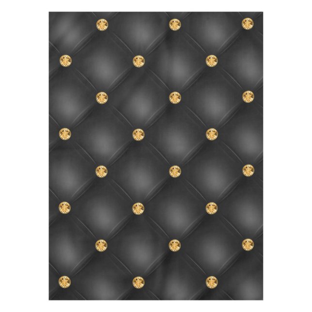 Diamants d'or Tufté Noir et Or Nappe (Devant)