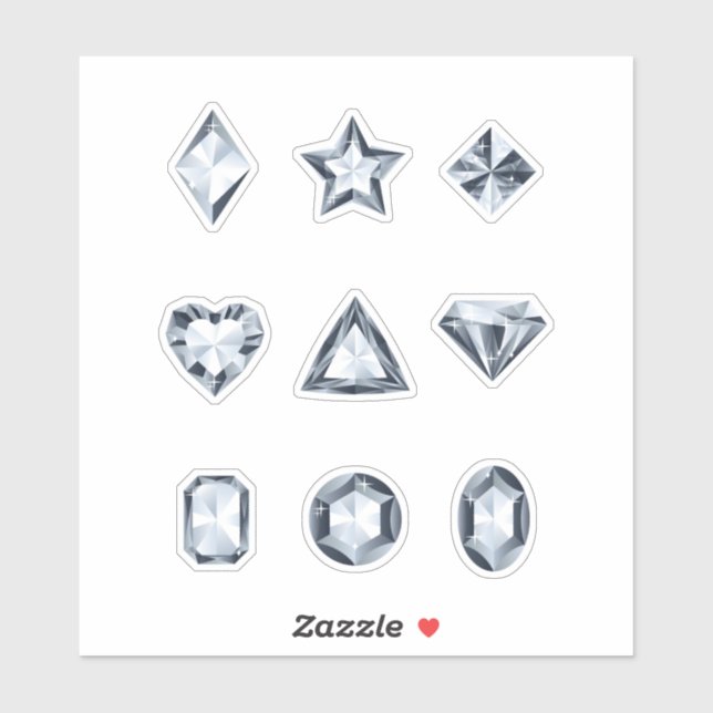 Diamants et gemmes autocollants (Feuille)