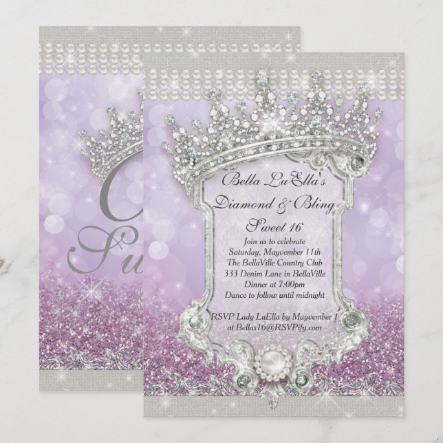 Diamants et sucreries 16 Invitations de coing (Devant / Derrière)