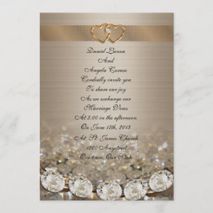 diamants Faire-part de mariage et satin or