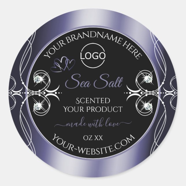 Diamants glamour Noir Bleu Produit Logo Étiquette (Devant)
