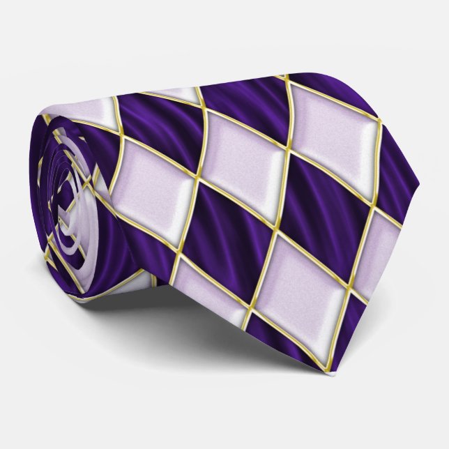 Diamants lilas sur la cravate pourpre de mardi (Roulé)