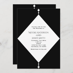 Diamants noirs et blancs Invitations de mariage ch