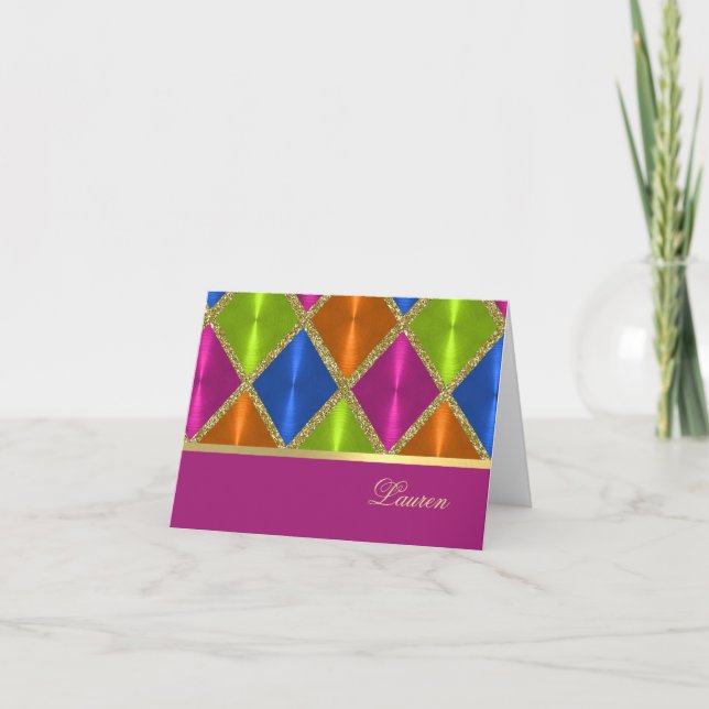 Diamants orange rose carte de remerciements (Devant)