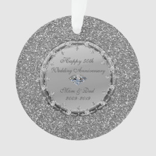 Diamants Pailletés Argent 50e Anniversaire de Mari