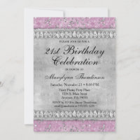 Diamants roses Anniversaire Invitation Velours Arg