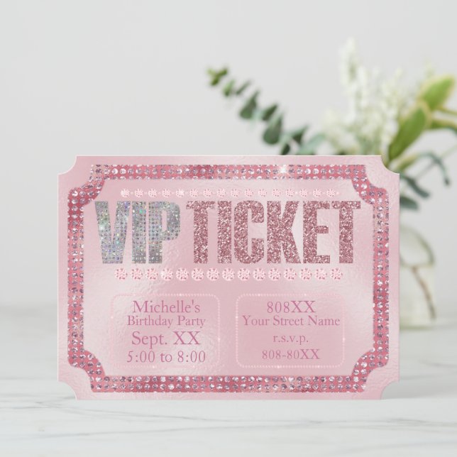 Diamants roses glamour VIP Invitation de ticket (Debout devant)