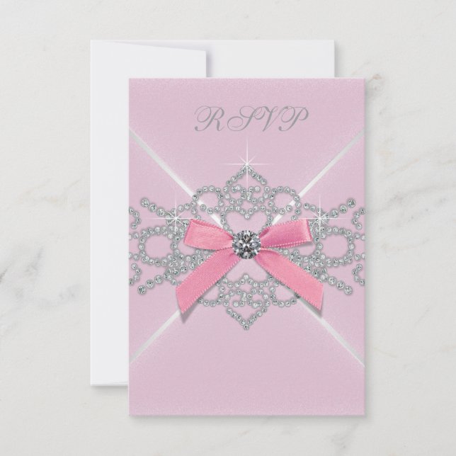 Diamants roses Rose Doux 16 Anniversaire Fête RSVP (Devant)