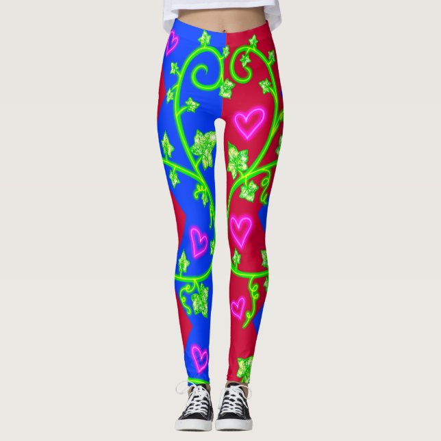 Diamants rouges et bleus d'Halloween et Leggings d (Devant)
