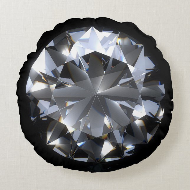 Diamantstein: schwarzer Raumfunkel. Rundes Kissen (Vorderseite)
