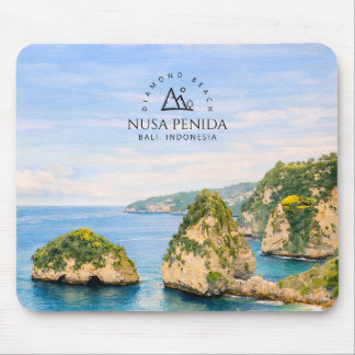 Diamantstrand Bali Aquarell Türkisfarbenes Meer Mousepad