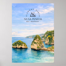Diamantstrand Bali Aquarell Türkisfarbenes Meer
