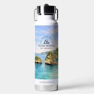 Diamantstrand Bali Aquarell Türkisfarbenes Meer Trinkflasche