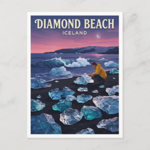 Diamantstrand Jökulsárlón Island Postkarte