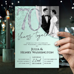 Diamanttextur-Text 70. Hochzeitstag Einladung