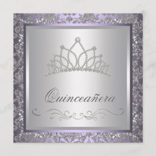 DiamantTiara lila Quinceanera Einladung