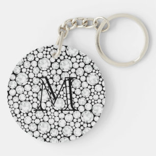 Diamètre facé Gemmes blanc gris noir monogramme