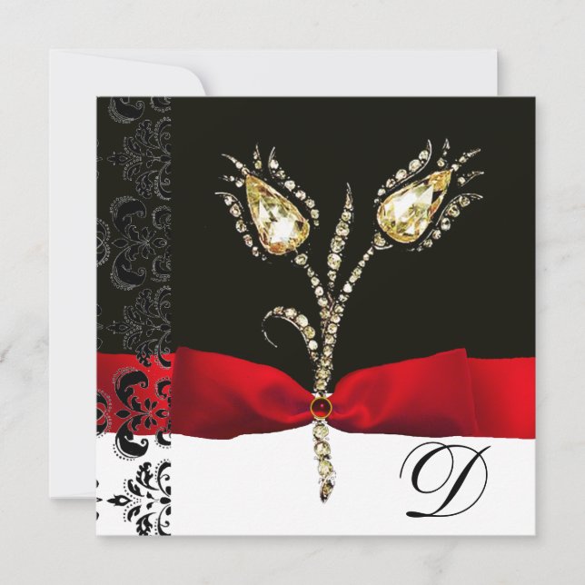 DIAMONANTE TULIPS, Schwarz-weiße Damasongram Ankündigung (Vorderseite)