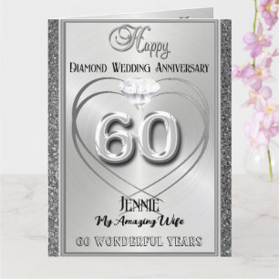 Diamond 60. Hochzeitskarte für Ehefrau Karte