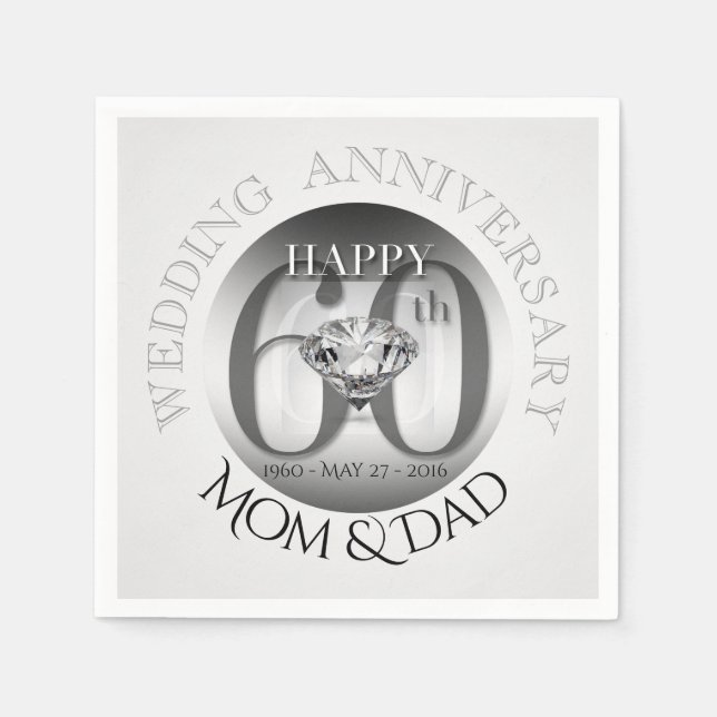Diamond 60. Hochzeitspapier Napkins Serviette (Vorderseite)