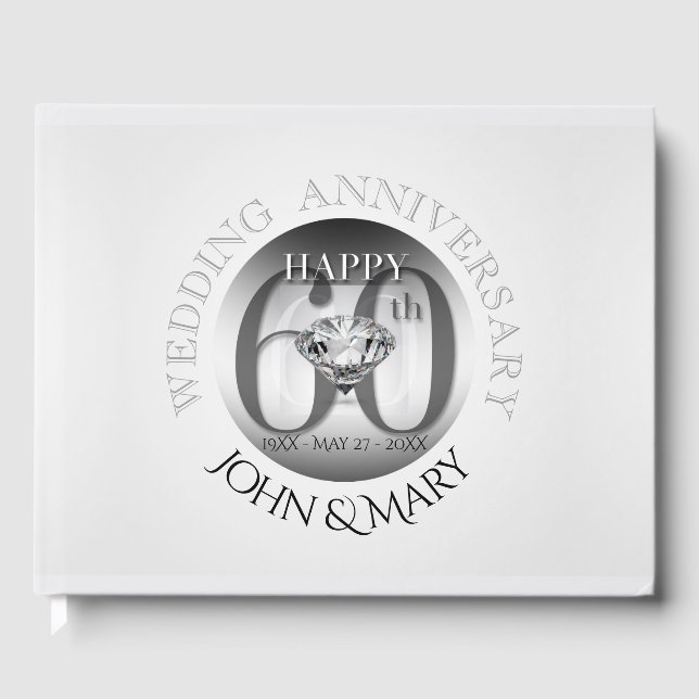 Diamond 60. Wedding Anniversary Gästebuch (Vorderseite)