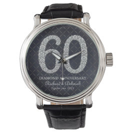 Diamond 60. Wedding Jubiläumsleder Armbanduhr