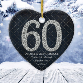 Diamond 60th Anniversary Custom Heart Keramik Ornament