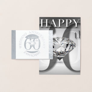 Diamond 60th Wedding Jubiläum Gruß Glückwunsch Folienkarte